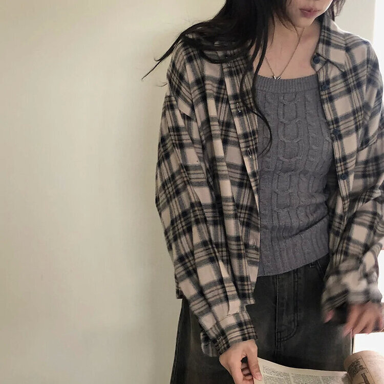 ビンテージチェックルーズフィットシャツ
