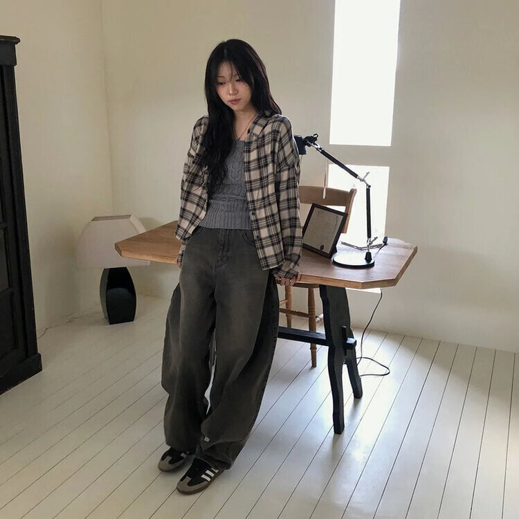 ビンテージチェックルーズフィットシャツ
