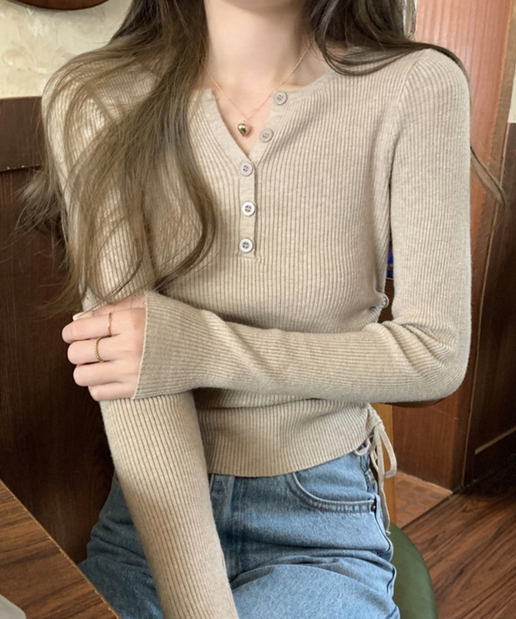 サイドシャーリングボタンTシャツ BEIGE