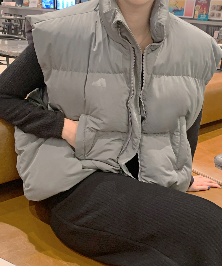 클라우드 오버핏 루즈핏 박스핏 하이넥 집업 패딩 베스트 조