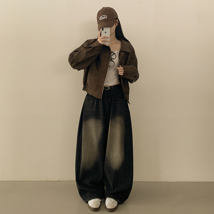 매트 무광 오버핏 가죽 스웨이드st 자켓 점퍼 밤색