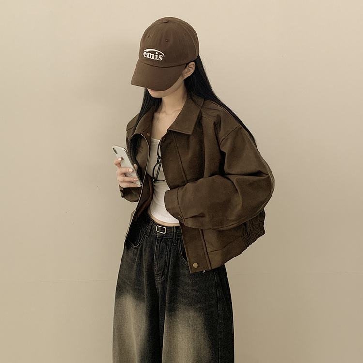 매트 무광 오버핏 가죽 스웨이드st 자켓 점퍼 밤색