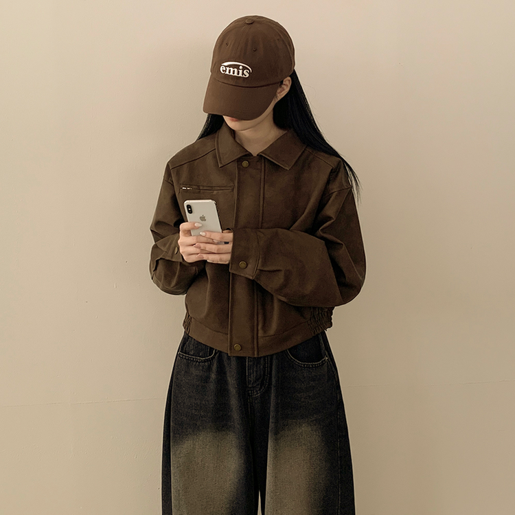 매트 무광 오버핏 가죽 스웨이드st 자켓 점퍼 밤색