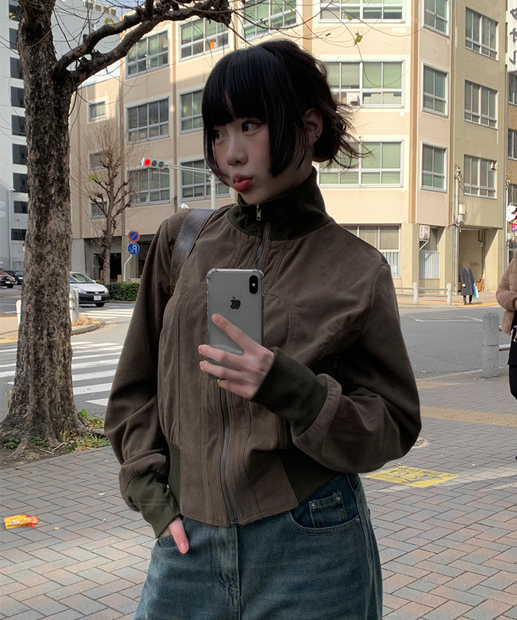 リアンビンテージコーデュロイジップアップ BROWN