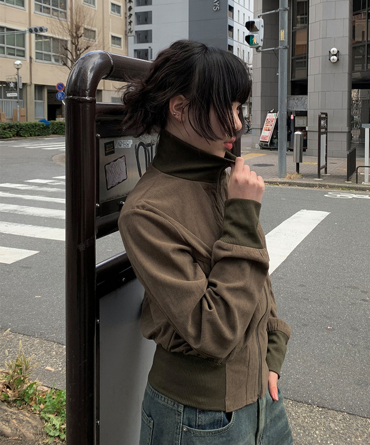 リアンビンテージコーデュロイジップアップ BROWN