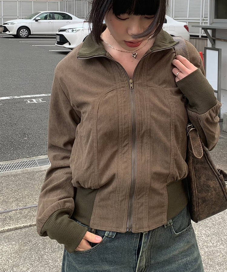 リアンビンテージコーデュロイジップアップ BROWN