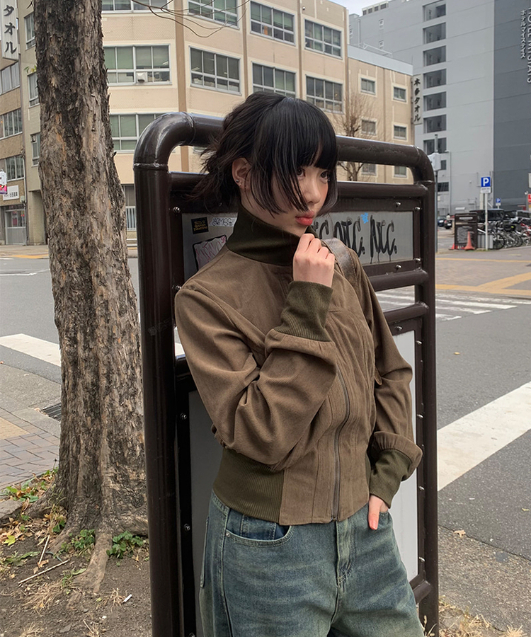 リアンビンテージコーデュロイジップアップ BROWN