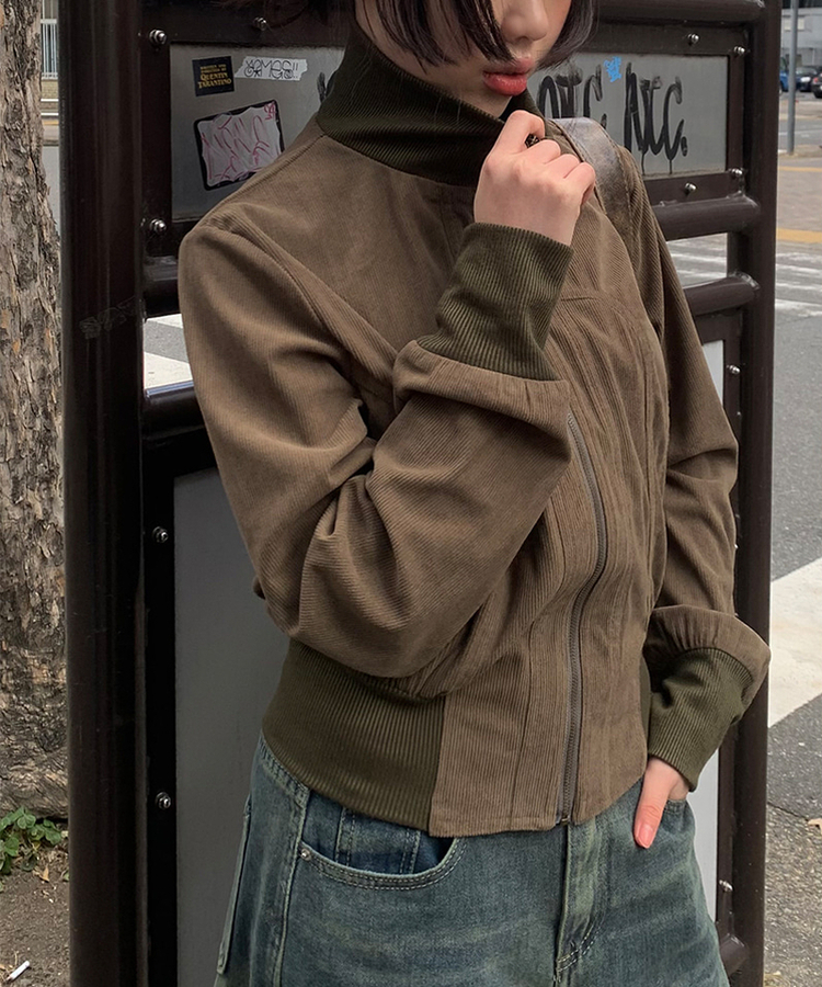 リアンビンテージコーデュロイジップアップ BROWN