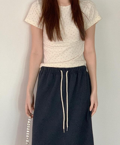 フラワーアンゴラ半袖Tシャツ IVORY