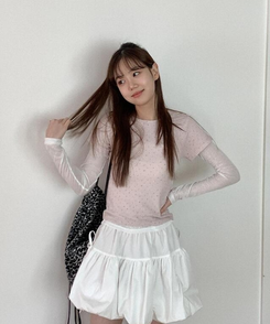フラワーアンゴラ半袖Tシャツ PINK