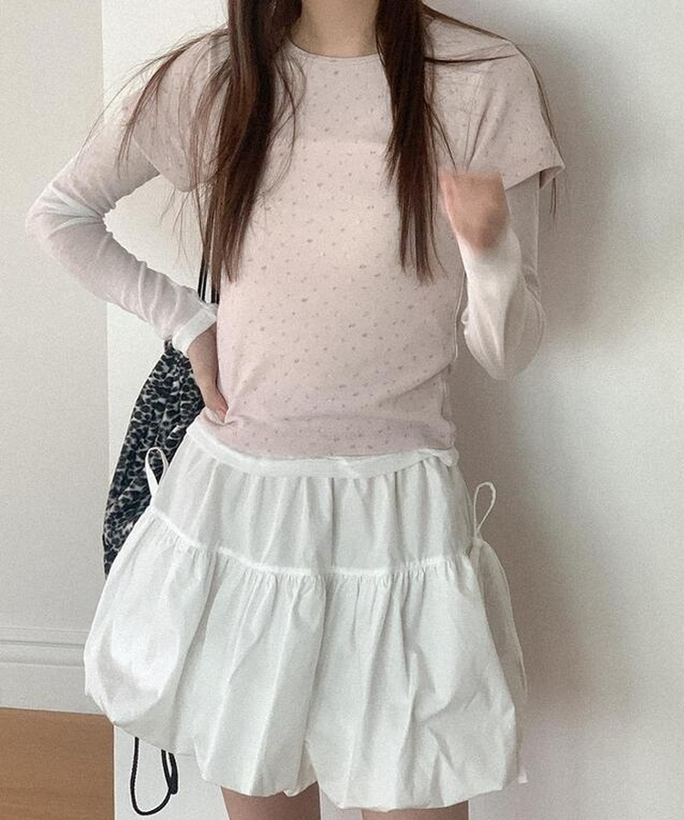 フラワーアンゴラ半袖Tシャツ PINK