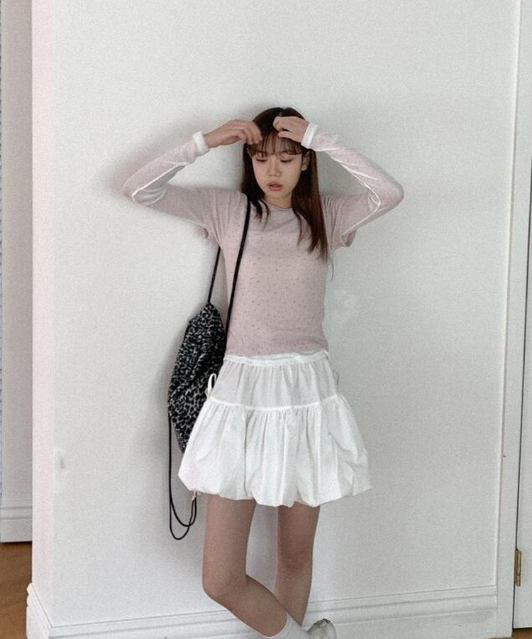 フラワーアンゴラ半袖Tシャツ PINK