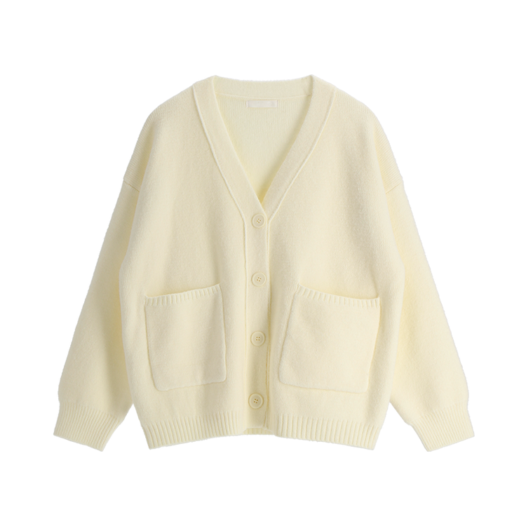 (ふんわり感性/体型カバー/優しい色合い♥) ルミア ソフト Vネック ルーズフィット ポケット ニット カーディガン