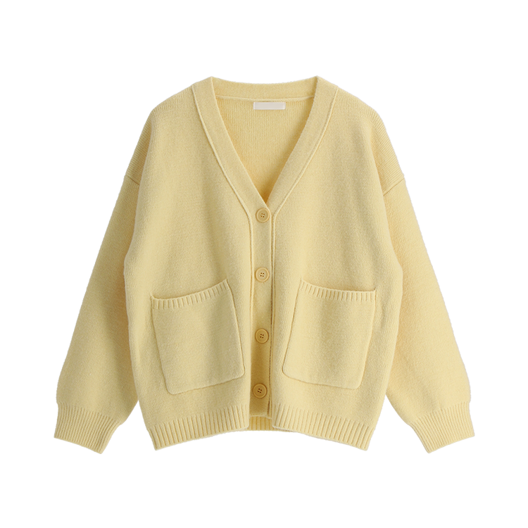 (ふんわり感性/体型カバー/優しい色合い♥) ルミア ソフト Vネック ルーズフィット ポケット ニット カーディガン