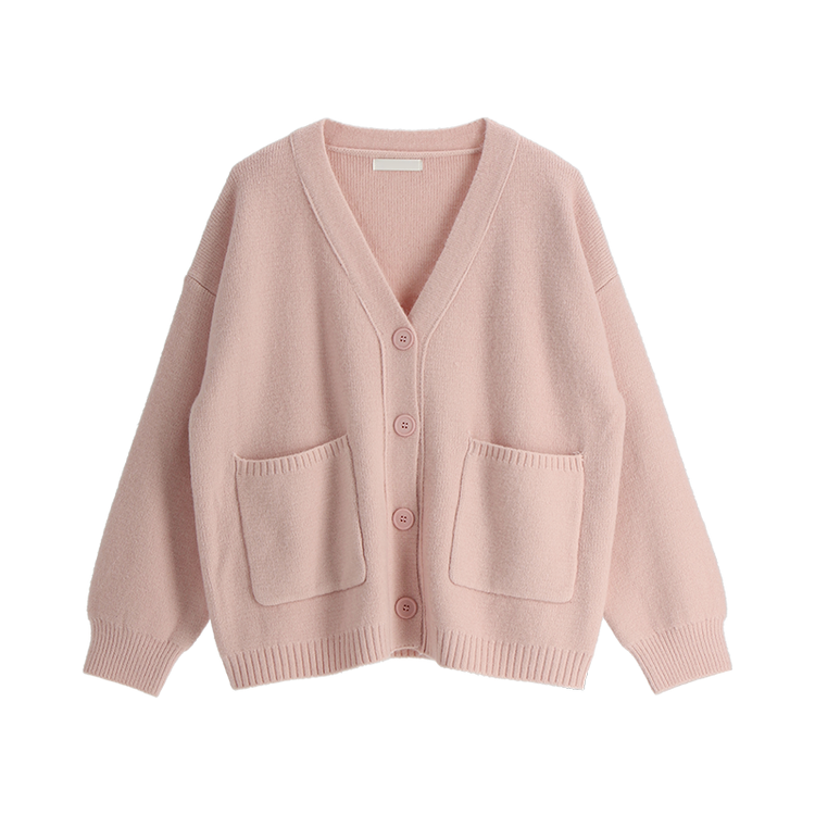 (ふんわり感性/体型カバー/優しい色合い♥) ルミア ソフト Vネック ルーズフィット ポケット ニット カーディガン
