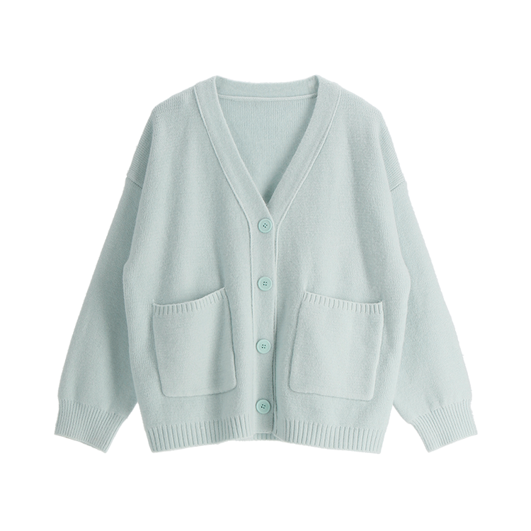 (ふんわり感性/体型カバー/優しい色合い♥) ルミア ソフト Vネック ルーズフィット ポケット ニット カーディガン