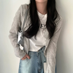 ラウンドリネンクロップカーディガン(6color) LIGHT GRAY