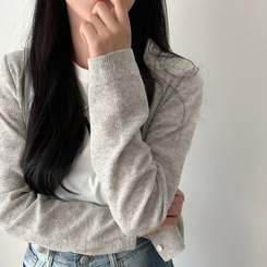 ラウンドリネンクロップカーディガン(6color) LIGHT GRAY