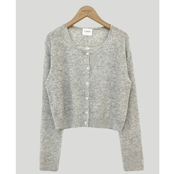 ラウンドリネンクロップカーディガン(6color)