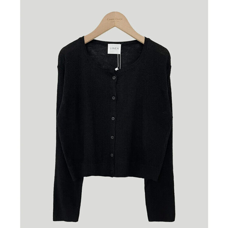 ラウンドリネンクロップカーディガン(6color)