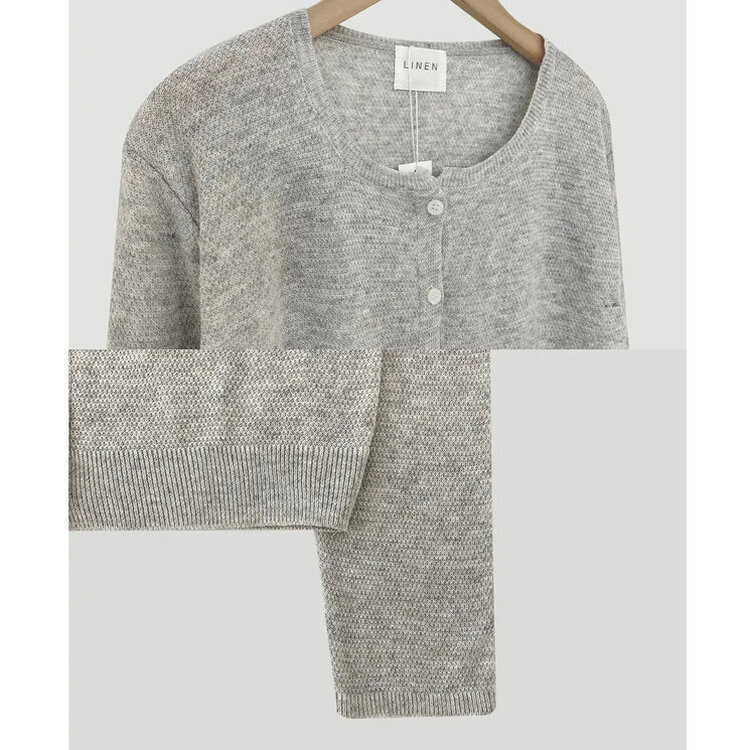 ラウンドリネンクロップカーディガン(6color)