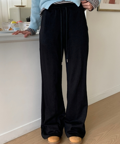 トレーニングパンツ バンディングスリムブーツカットトレーニングパンツ BLACK
