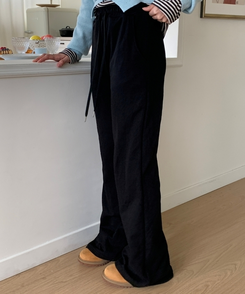 トレーニングパンツ バンディングスリムブーツカットトレーニングパンツ BLACK