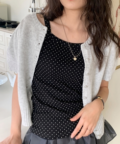 スクエアドットキャミソールノースリーブ BLACK