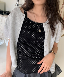 スクエアドットキャミソールノースリーブ BLACK