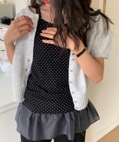 スクエアドットキャミソールノースリーブ BLACK