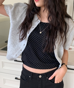 スクエアドットキャミソールノースリーブ BLACK