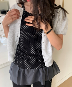 スクエアドットキャミソールノースリーブ BLACK