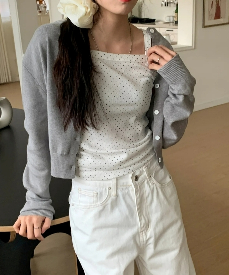 スクエアドットキャミソールノースリーブ IVORY