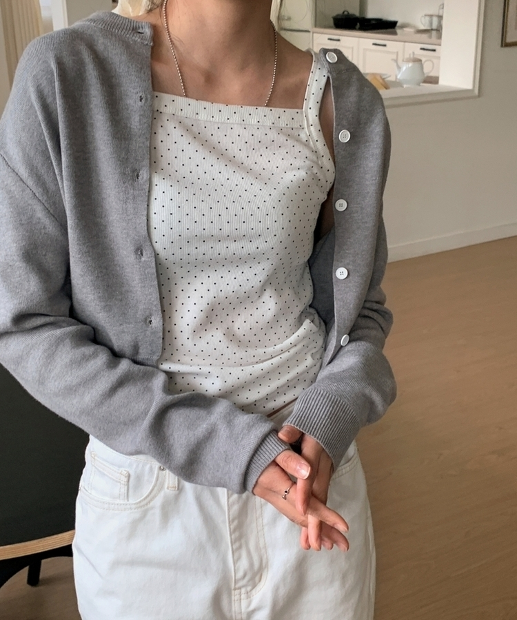 スクエアドットキャミソールノースリーブ IVORY