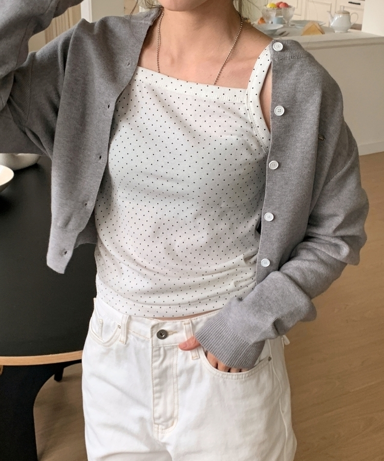 スクエアドットキャミソールノースリーブ IVORY