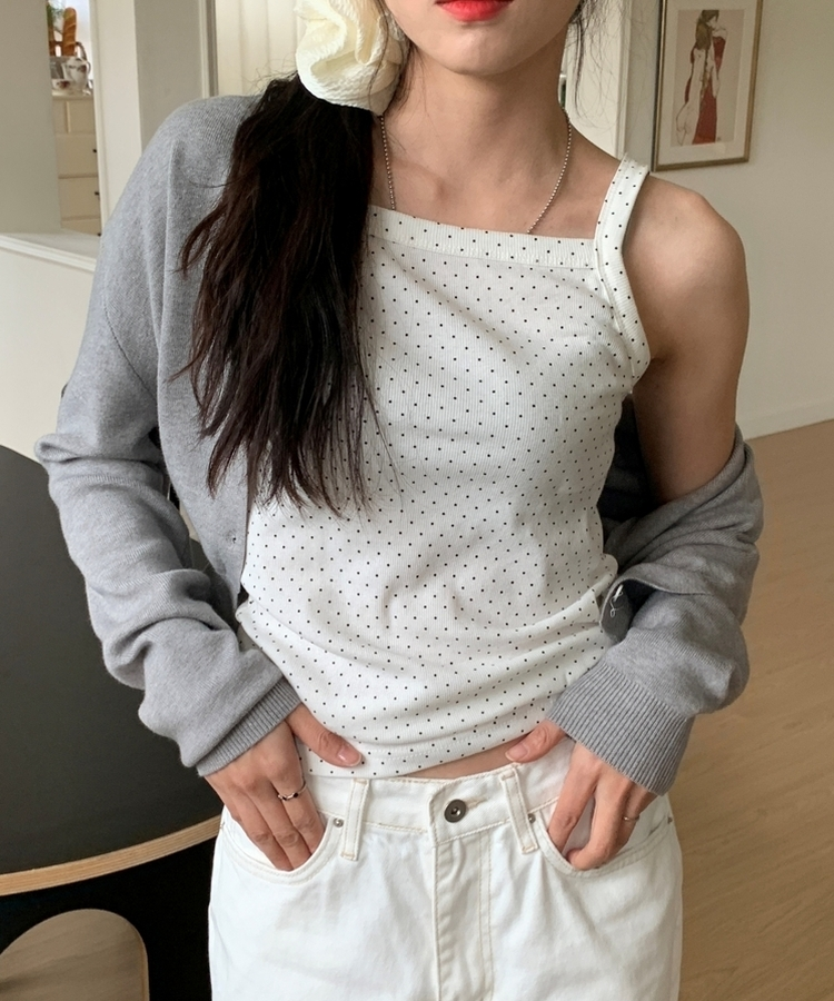 スクエアドットキャミソールノースリーブ IVORY