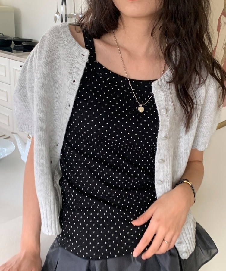 スクエアドットキャミソールノースリーブ BLACK