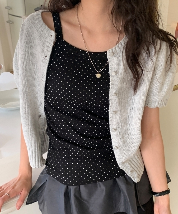 スクエアドットキャミソールノースリーブ BLACK