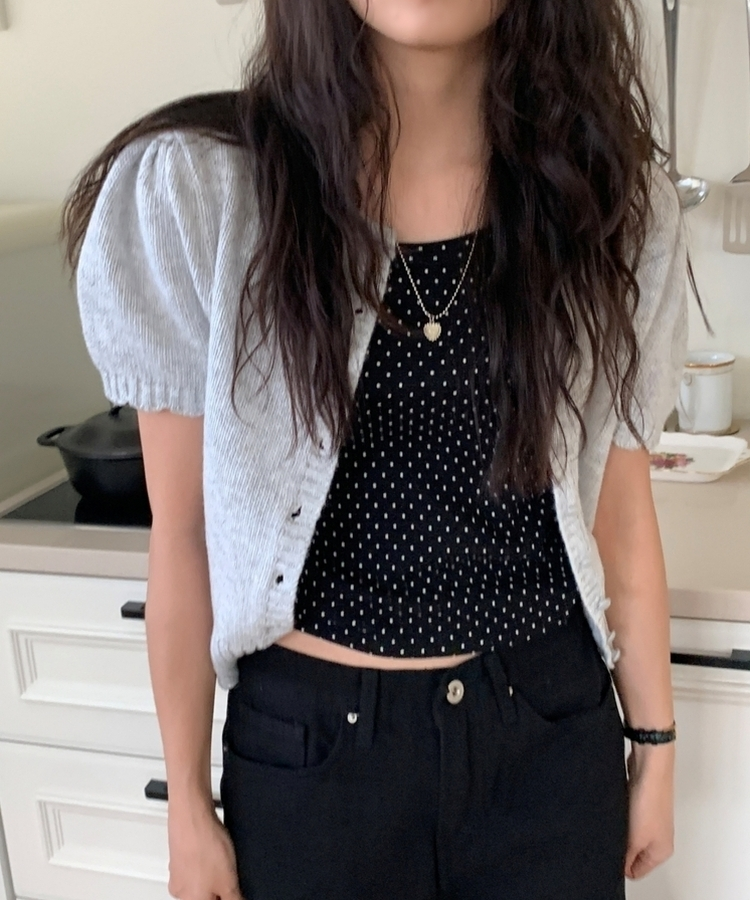 スクエアドットキャミソールノースリーブ BLACK