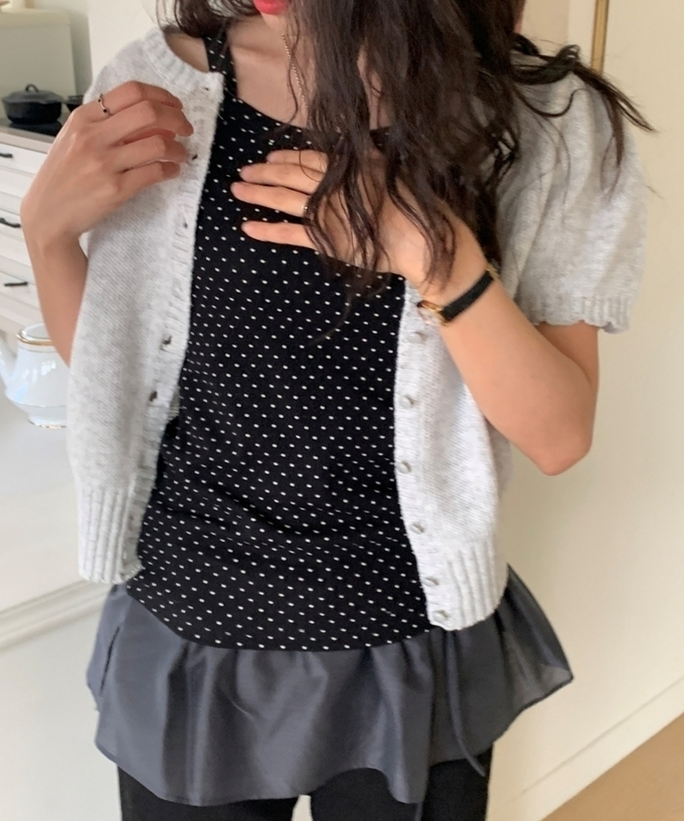 スクエアドットキャミソールノースリーブ BLACK