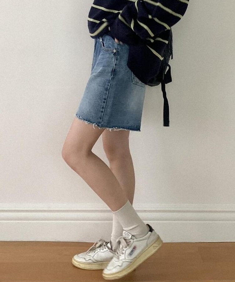 ムードデニムハーフパンツ BLUE