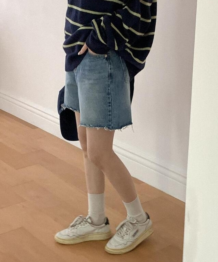 ムードデニムハーフパンツ BLUE