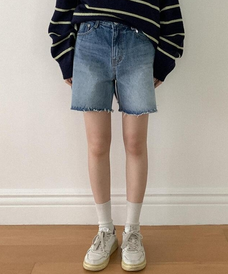 ムードデニムハーフパンツ BLUE