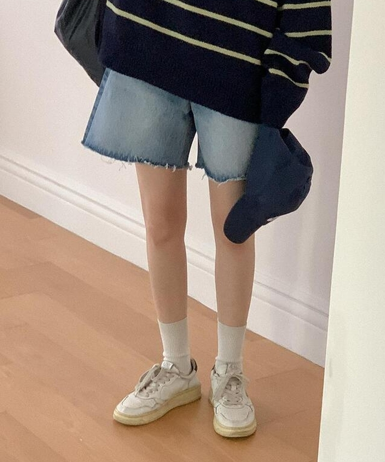ムードデニムハーフパンツ BLUE
