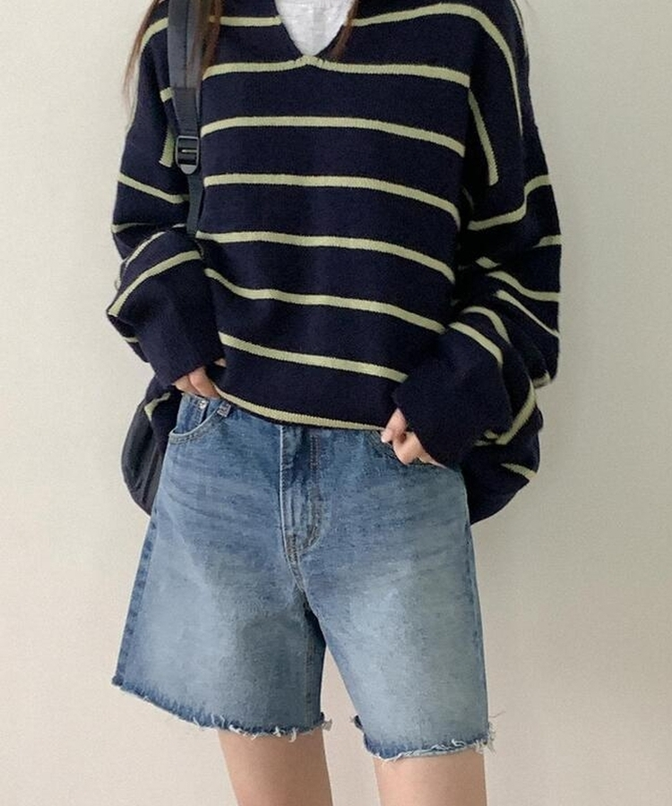 ムードデニムハーフパンツ BLUE