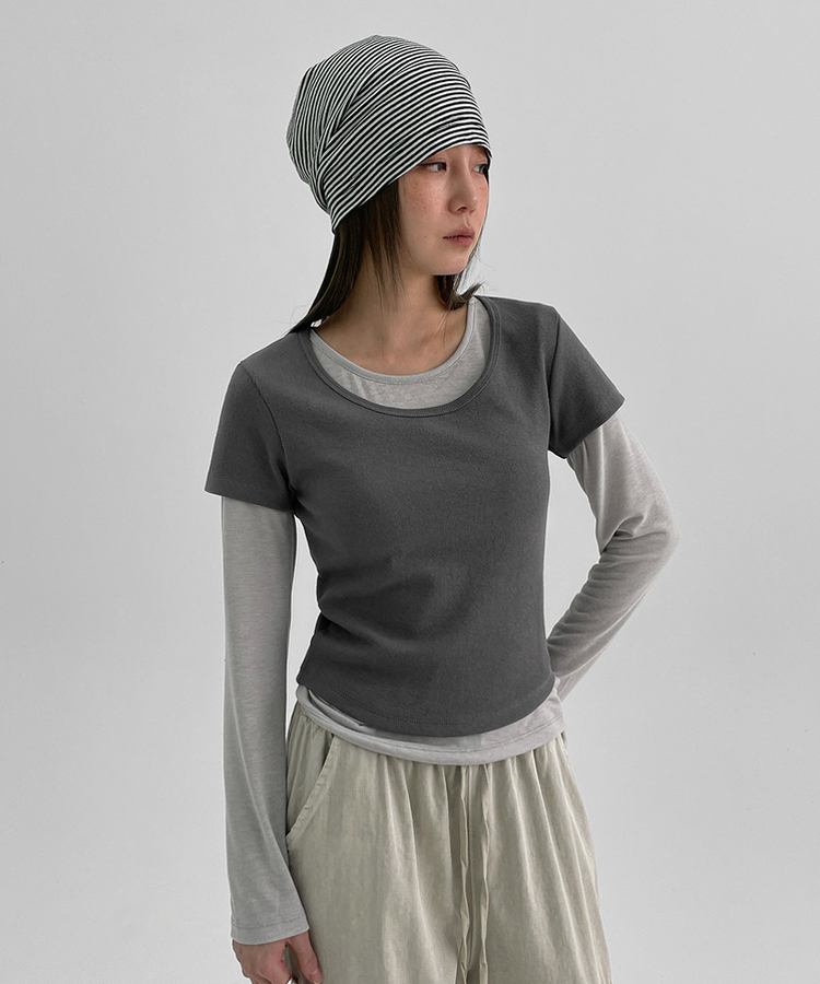 カインラウンドUネック半袖Tシャツ CHARCOAL