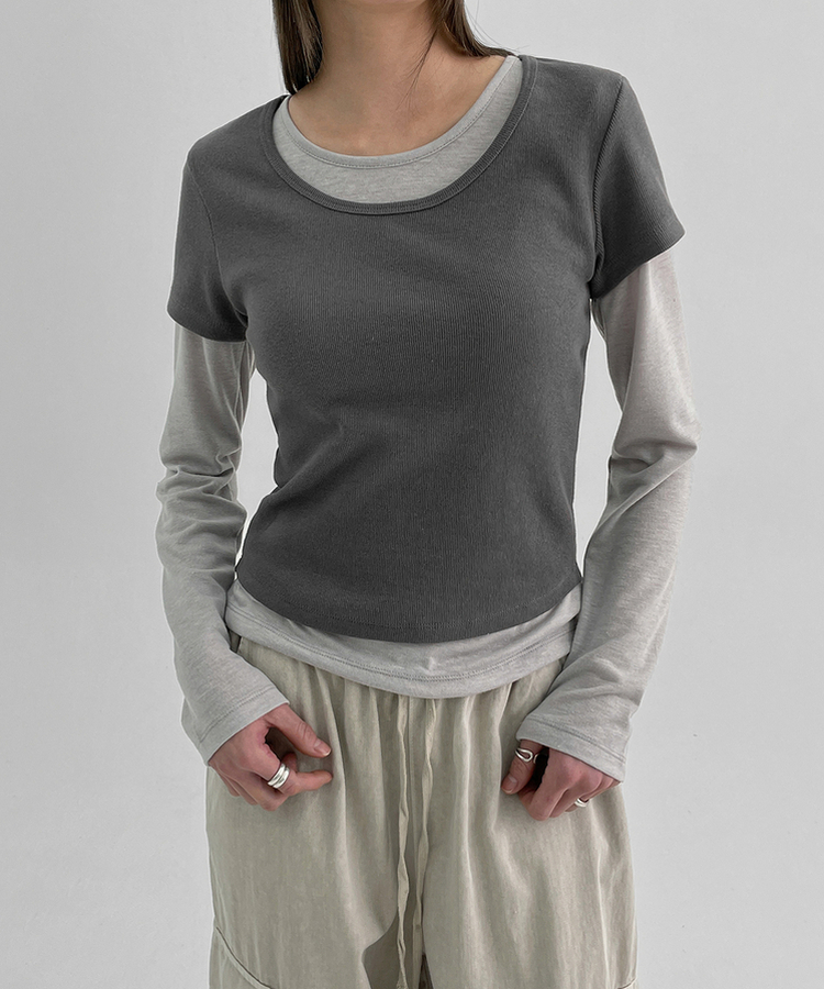 カインラウンドUネック半袖Tシャツ CHARCOAL