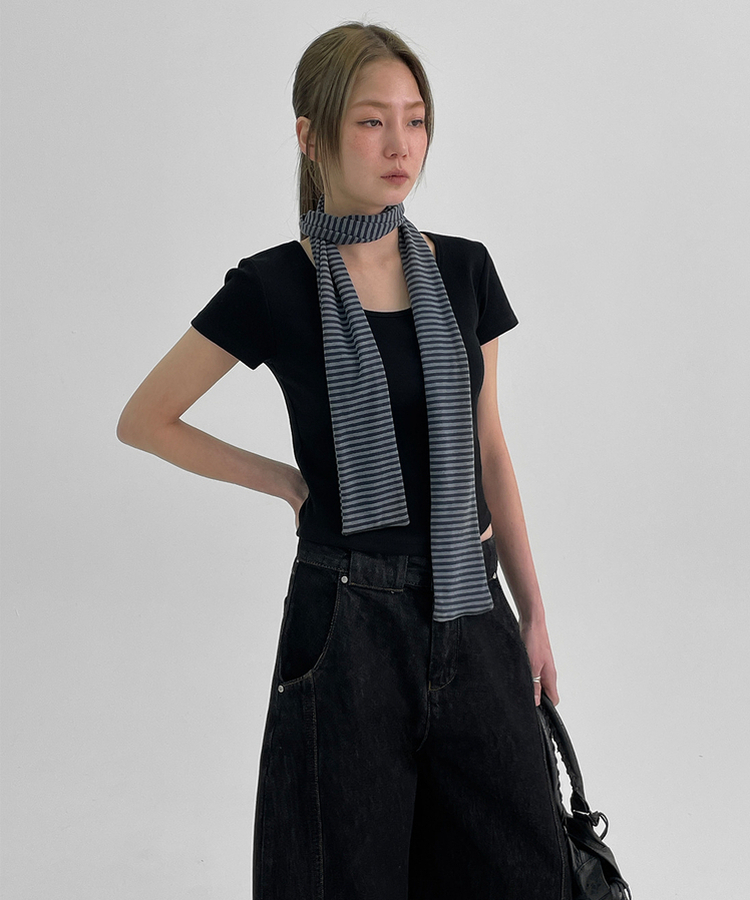 カインラウンドUネック半袖Tシャツ BLACK