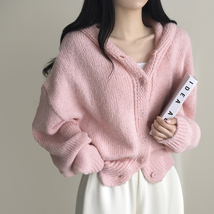シュークリームフードニットカーディガン(5color) PINK