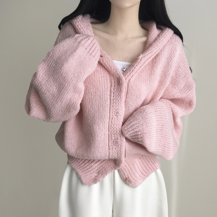 シュークリームフードニットカーディガン(5color) PINK